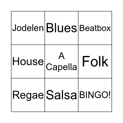 BINGO   Muzieksoorten Bingo Card