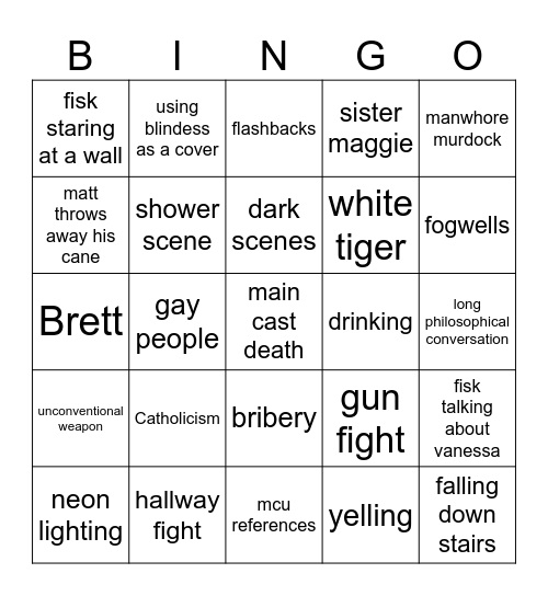 DDBA Bingo Card