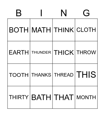 TH SOUND Bingo Card