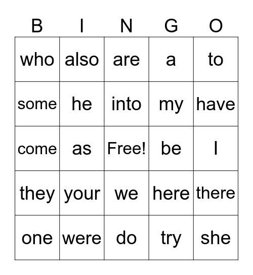 fundations level 1 Bingo Card