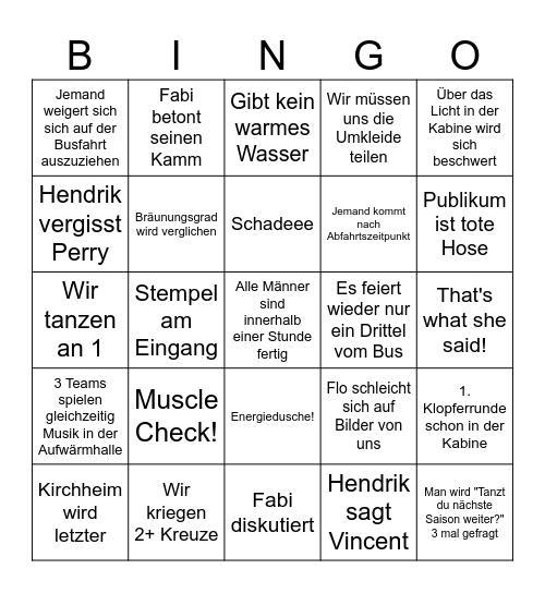 Turnier Bingo Card