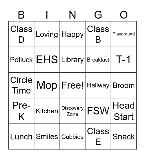 Brookwood Bingo Card