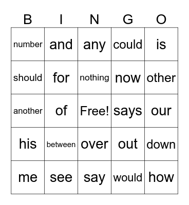 Fundations level 1 unit 8-11 Bingo Card