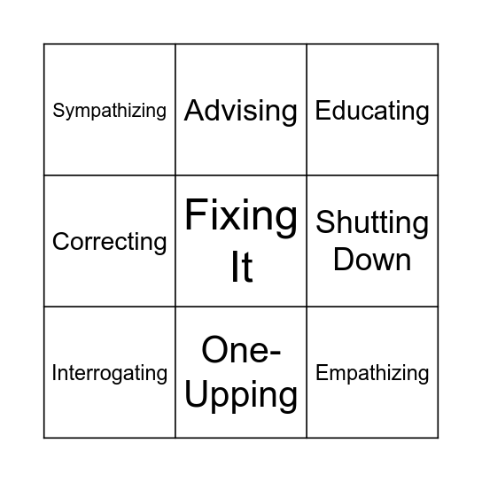 Empathy Bingo Card