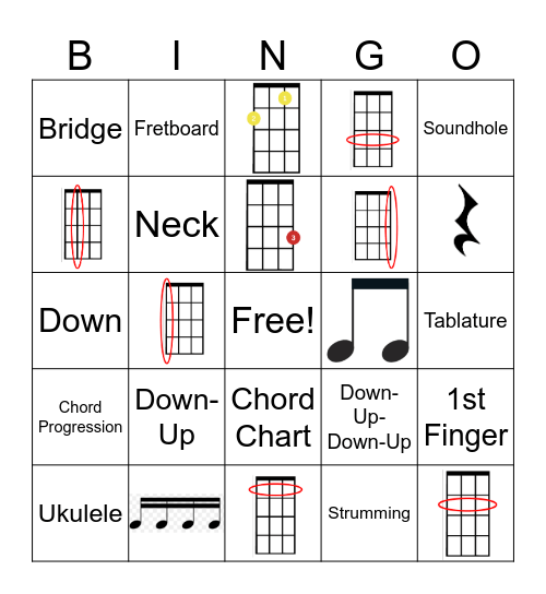 Ukulele Bingo #2 Bingo Card