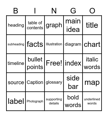 Non-Fiction Reading Bingo Card