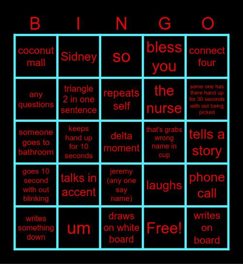 Mr Kough Bingo Card