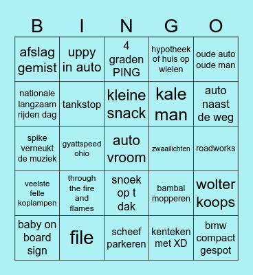 auto vroom Bingo Card