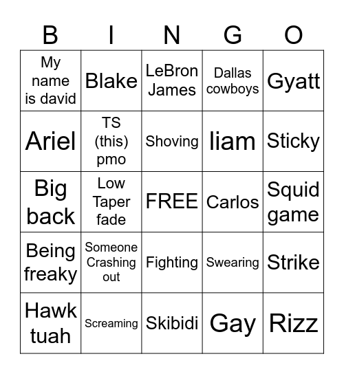 Things from school Bingo Card