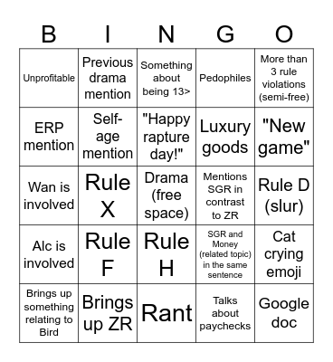 Lunaware Bingo Card