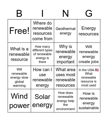Science bingo Card