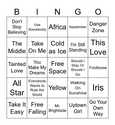 Music Bingo 2 Bingo Card