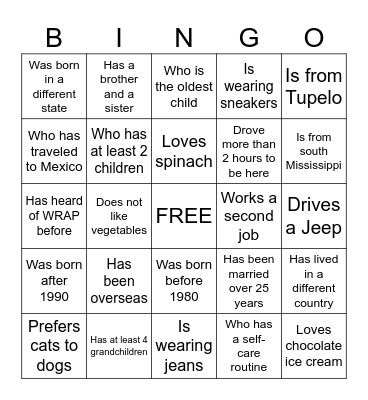 Find Someone Who Bingo Card
