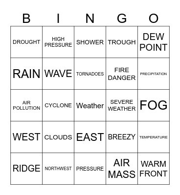 Weather Bingo Card