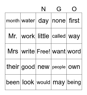 Fundations  level 1 unit 12-13 Bingo Card