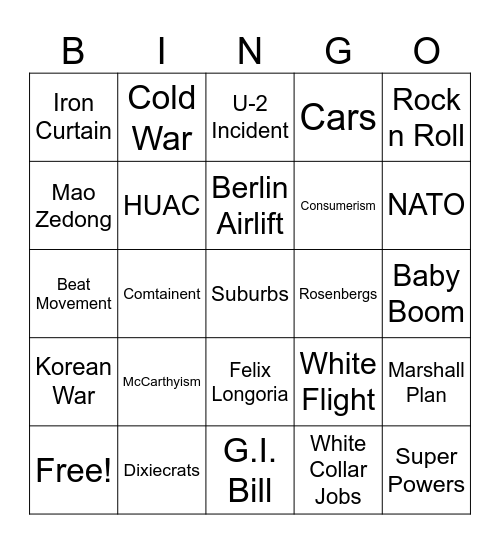 The Cold War! Bingo Card