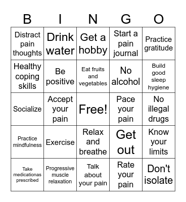 Pain management Bingo Card