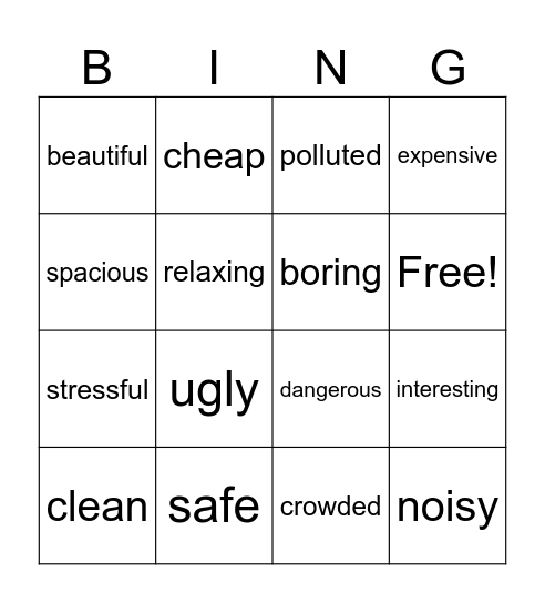 describing cities or towns ITSN 2025 Bingo Card
