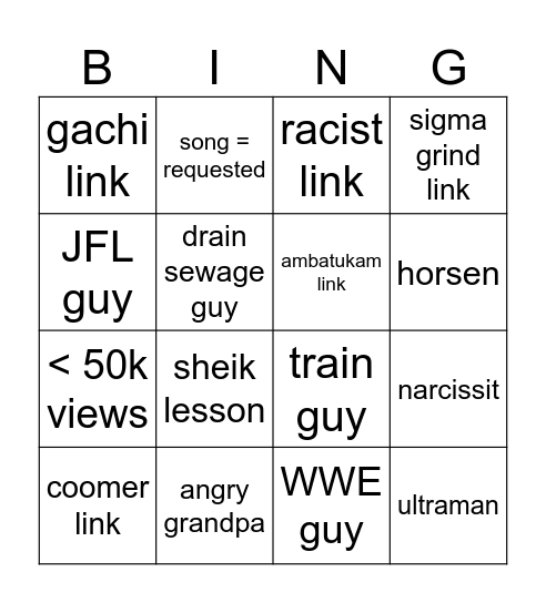 Forsen Bingo Card