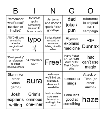 To Burn All Belief Ch 13-17 Bingo Card