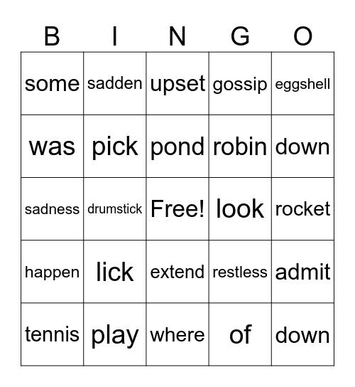 Phonics for Reading end of book Bingo Card