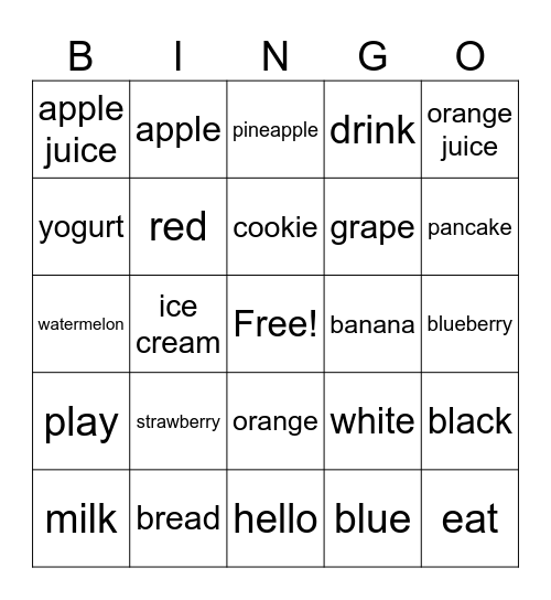 Mandarin Bingo Card
