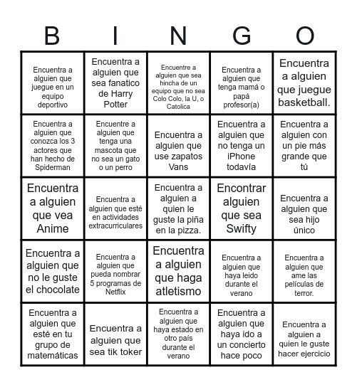 Bingo de Compañeros Bingo Card