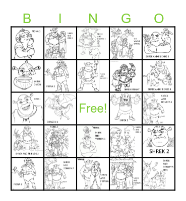 SHREK BINGO Card