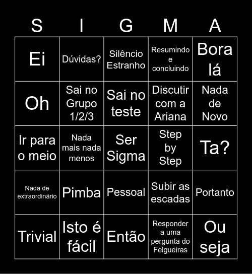 JOSÉ CORREIA ÉPICO FEUP AM ii Bingo Card