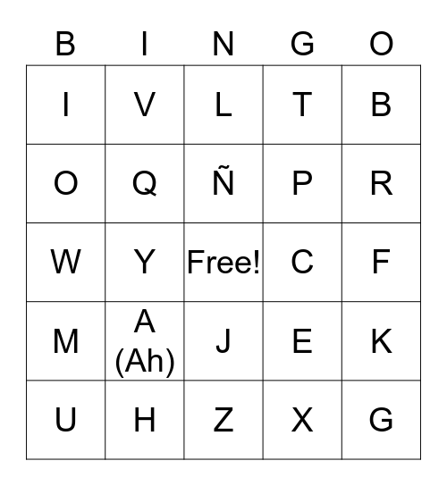 Alphabet bingo Card
