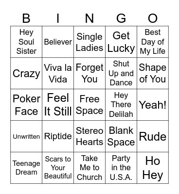 Music Bingo 3 Bingo Card