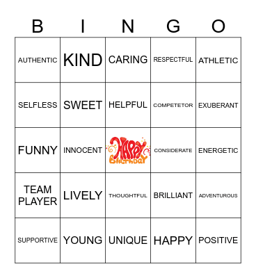 Happy Birthday Amanda Bingo Card