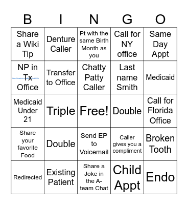 Raptor Bingo Card