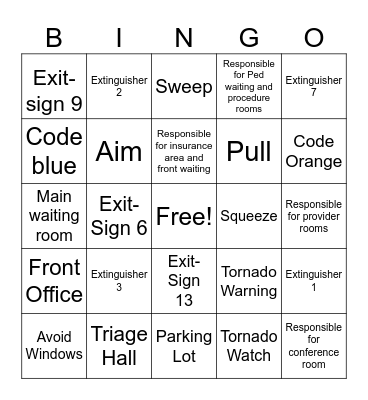 Fire and Tornado Safety Bingo Card