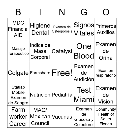 MDC-MAC PROJECT SEED 2016 Bingo Card