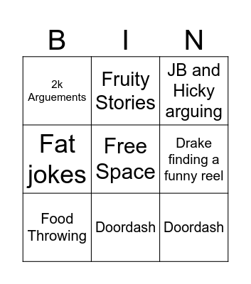 Lunch Bingo Card