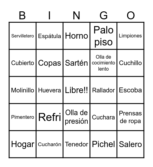 Te de Cocina Bingo Card