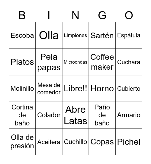 Te de Cocina Bingo Card