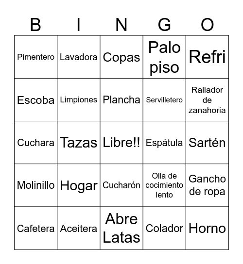 Te de Cocina Bingo Card
