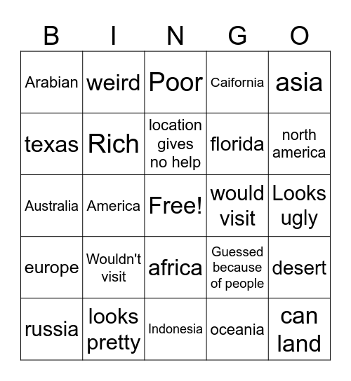 OPEN GUESSR Bingo Card