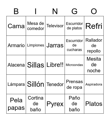 Te de Cocina Bingo Card