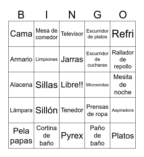 Te de Cocina Bingo Card