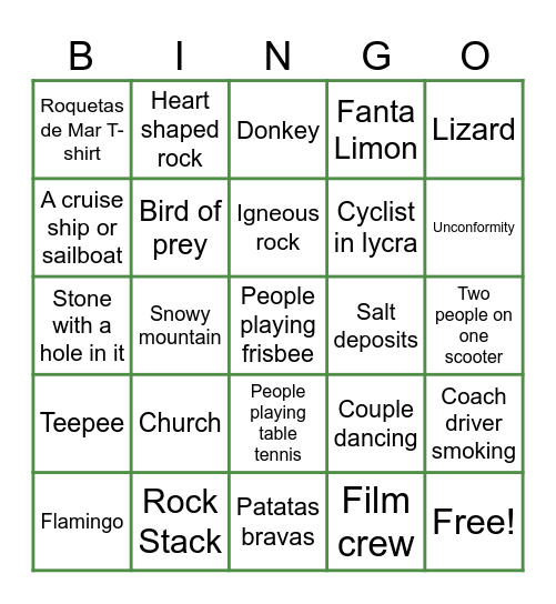 Spain 2025 Bingo Card