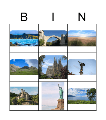 Manmade and Physical Features Bingo Card