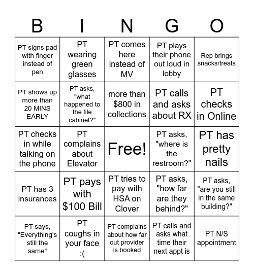 front desk girls <3 Bingo Card