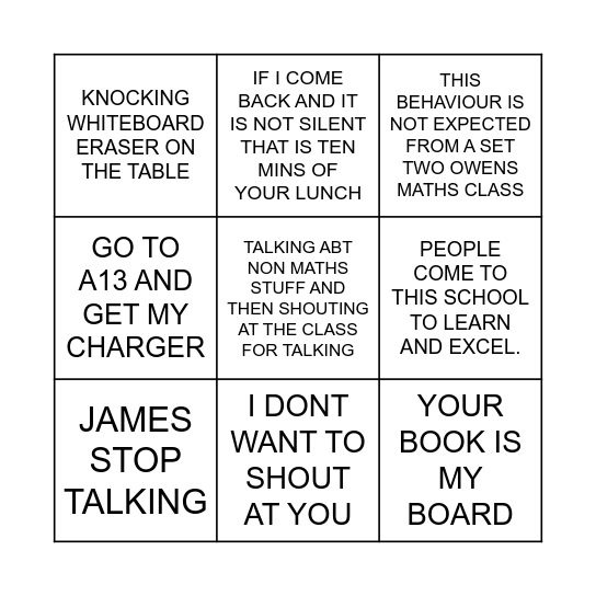 Mrs Paphitis Bingo Card