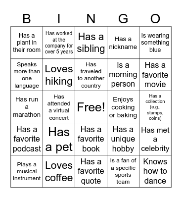 O&E PBP Team Bingo Card