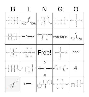 Organic Chemistry Bingo Card