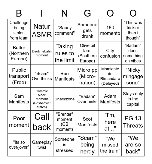 Jetlag Bingo season 13 (Schengen Showdown) Bingo Card