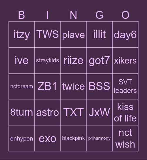 KPOP BINGO Card